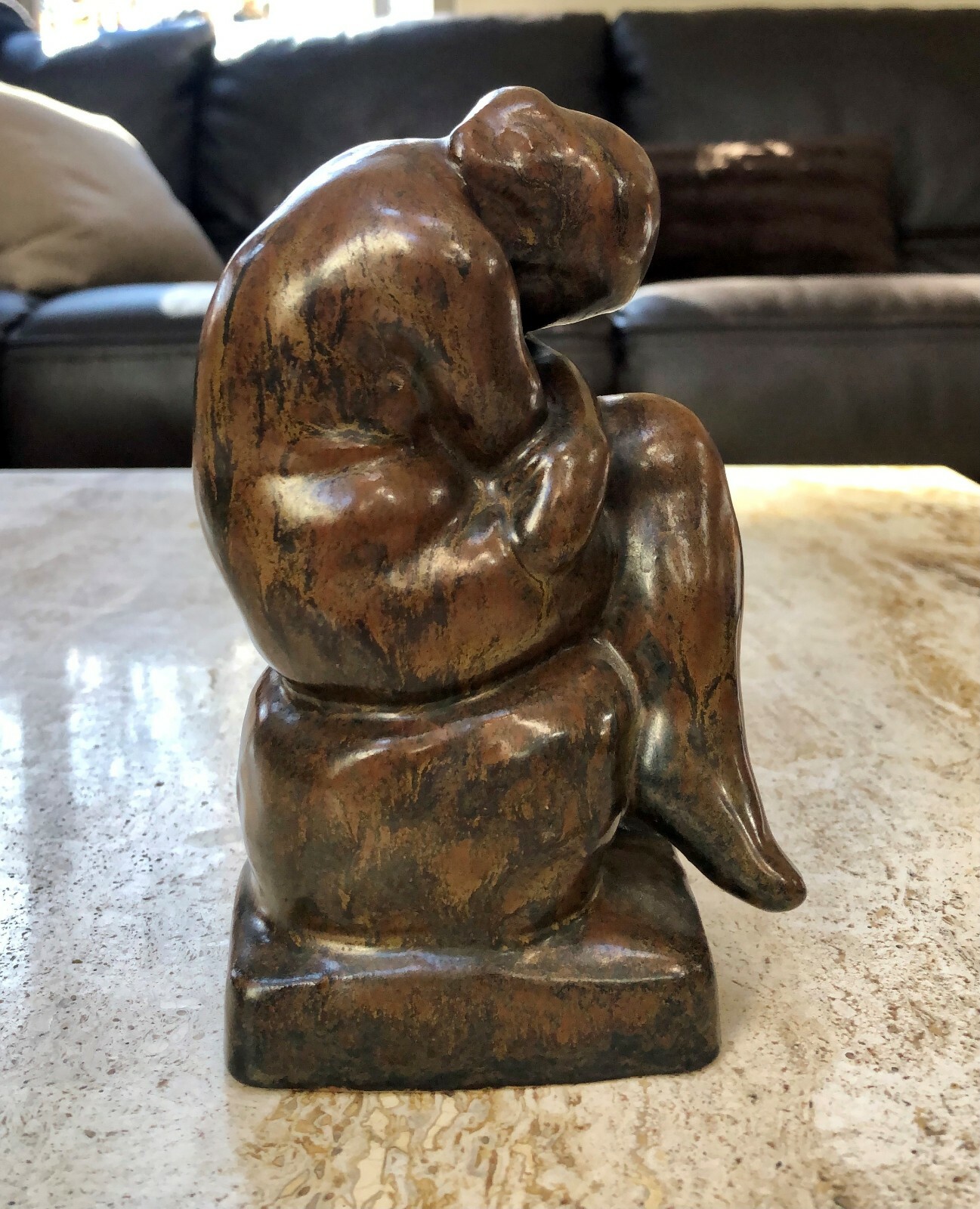 Rare Danish Ceramic/Pottery Statue of a Seated/Mourning Woman by L. Hjorth