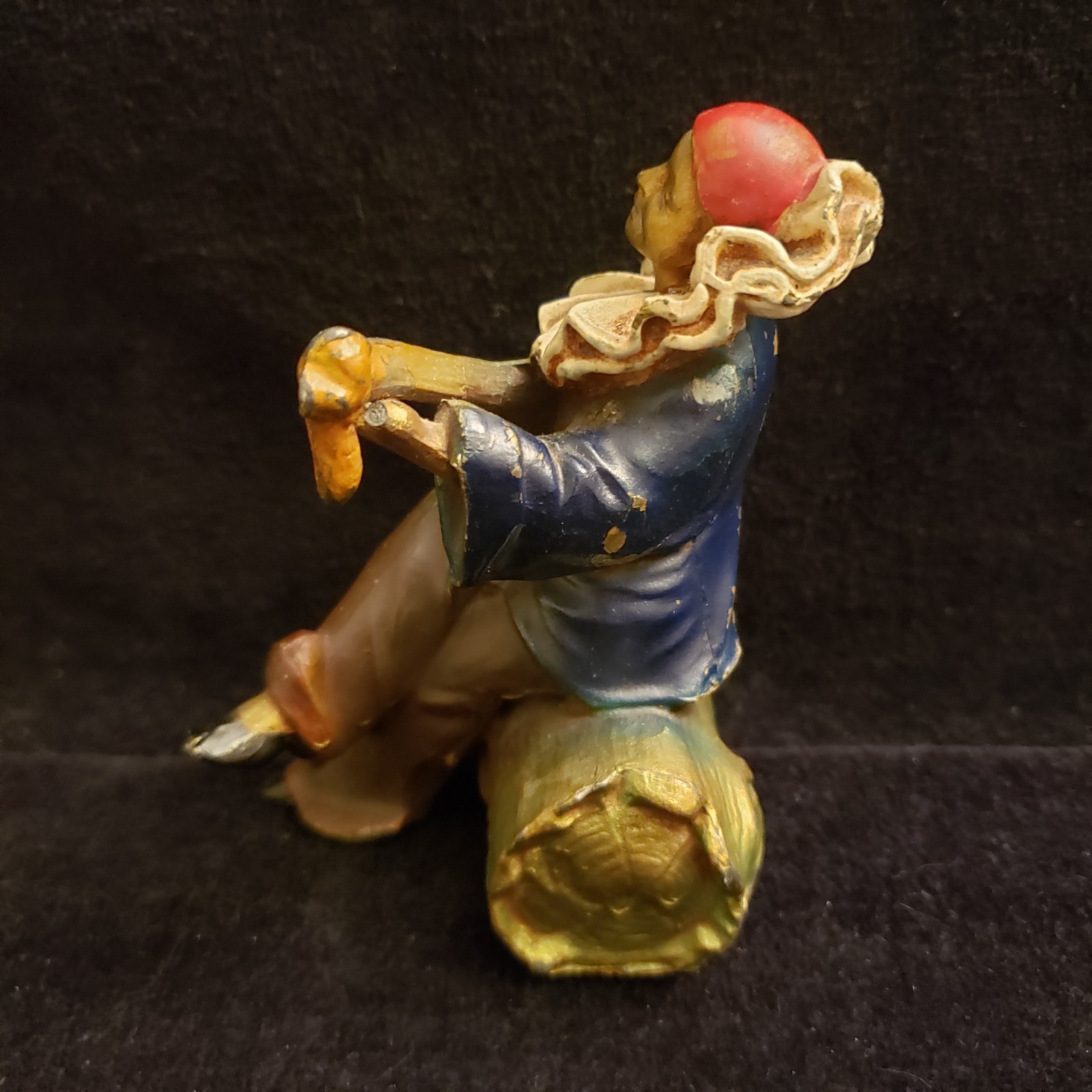 Pierrot Clown Minstrel 1920s Art Deco Cast Metal Spelter 5″ Painted Figurine