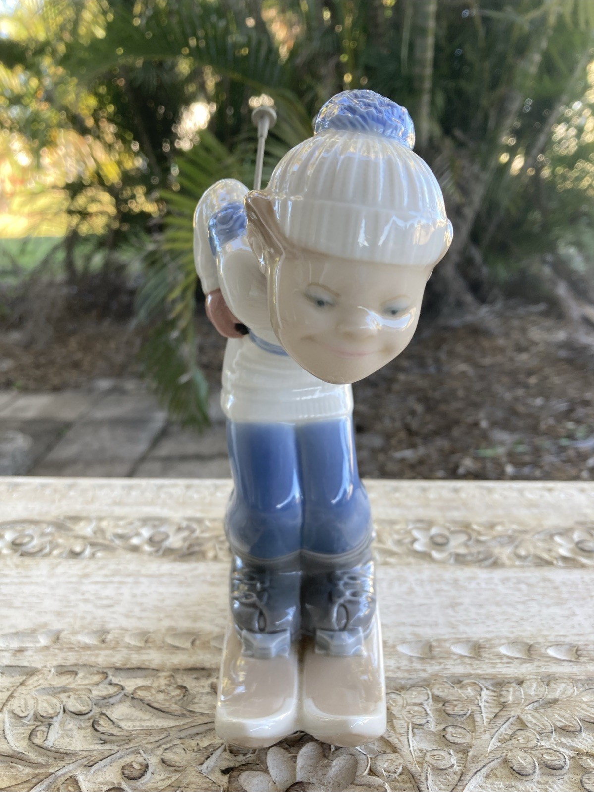 Vintage Lladro Skier Puppet Boy Skiing Figurine w/ 2 Poles #4970 * MINTY!