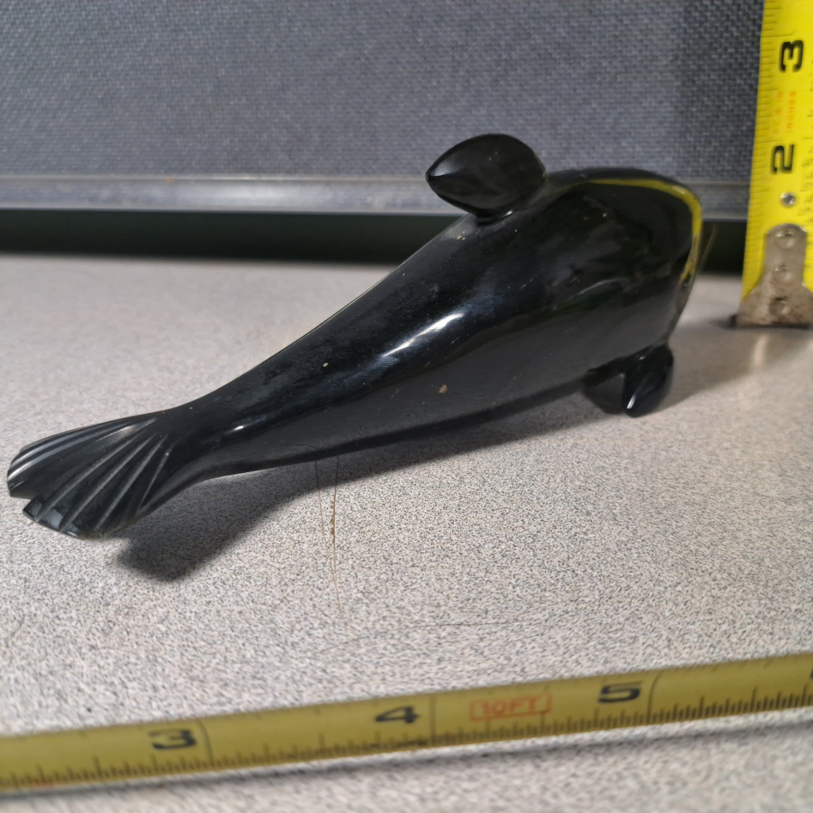 Vintage Hand Carved Solid Stone Whale Sculpture Color Change Polish #5257L526