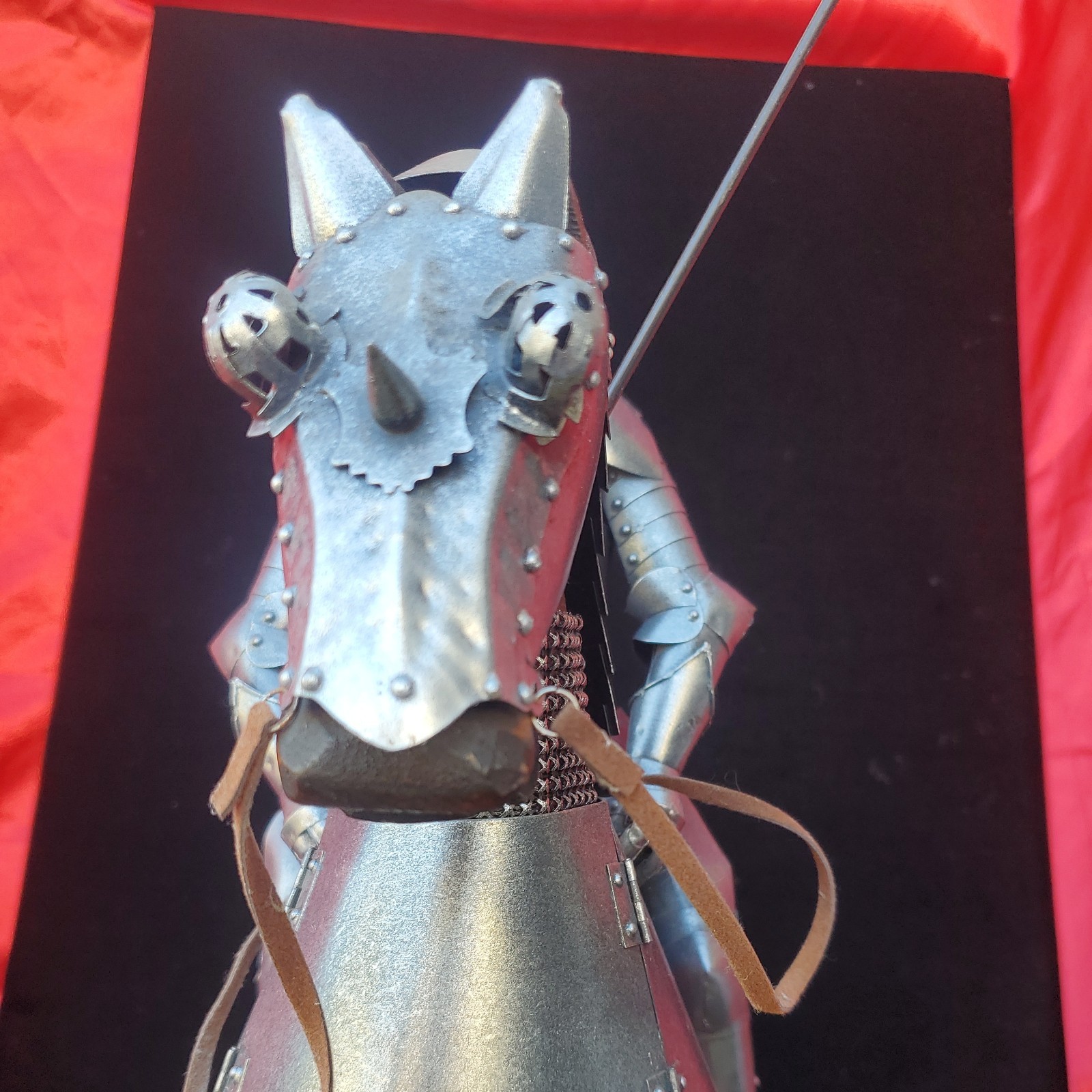 Mounted Armored Medieval Knight On Armored Horse 15″ Long 20.5″ Tall Figure