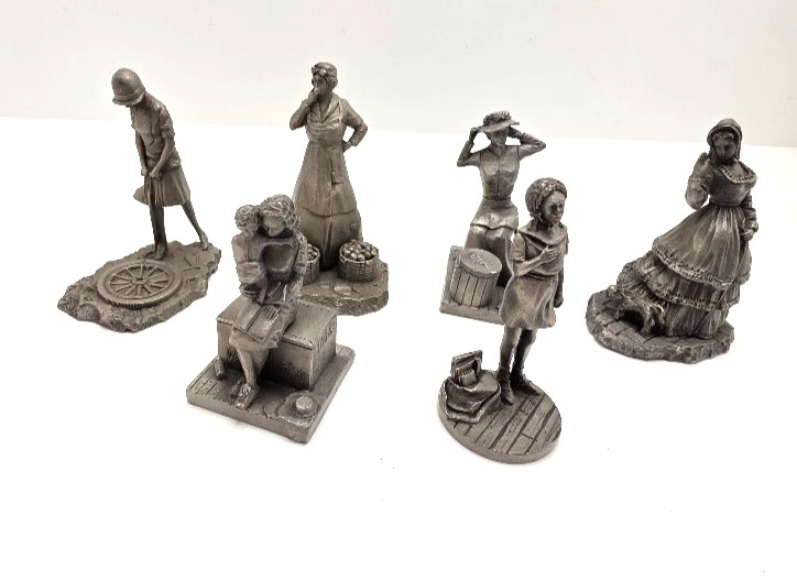 6 Women of Saturday Evening Post Pewter Figurines 1978 & 1979 Franklin Mint