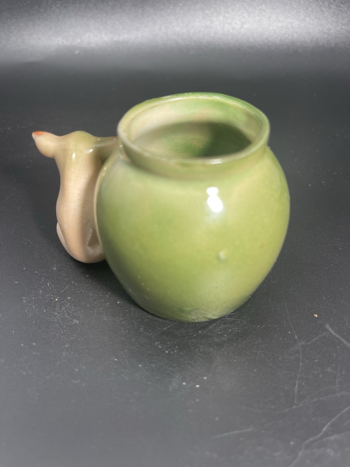 Pig Boston Baked Beans Match Holder Vase c1900 Porcelain Germany Green and White