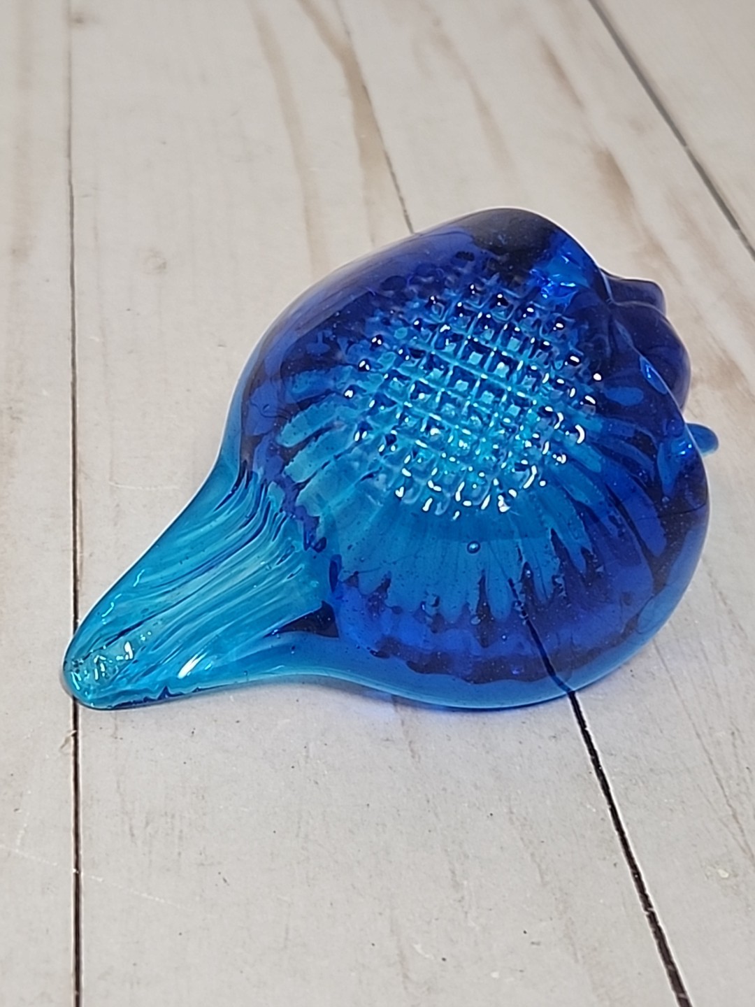 VTG Blue Glass Swan Trinket Candy Dish Bowl 3.5” long Mid Century Modern