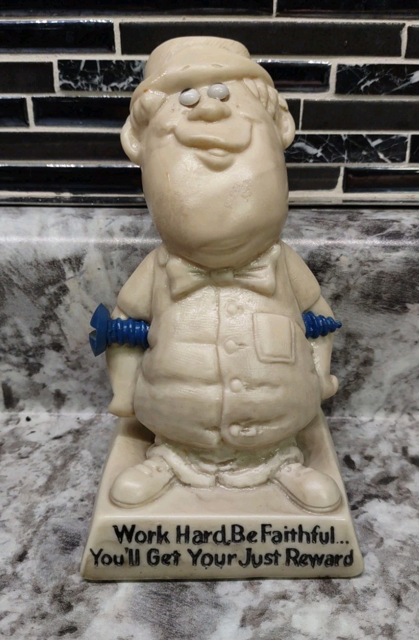 Vintage 1970 Russ Berrie Collectors Figure Work Hard Be Faithful Get Your Reward