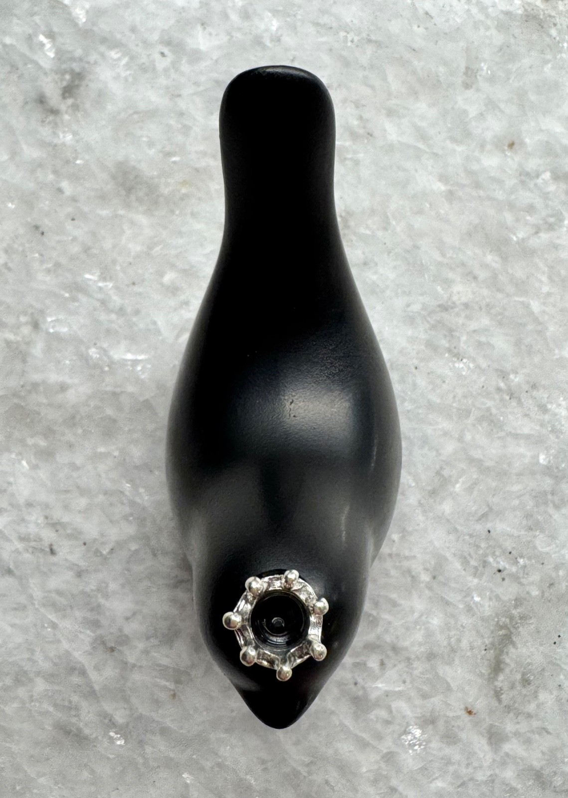 New Small Sleek Black Resin Bird w/ Silver Tone Crown Decor Figure – 3”