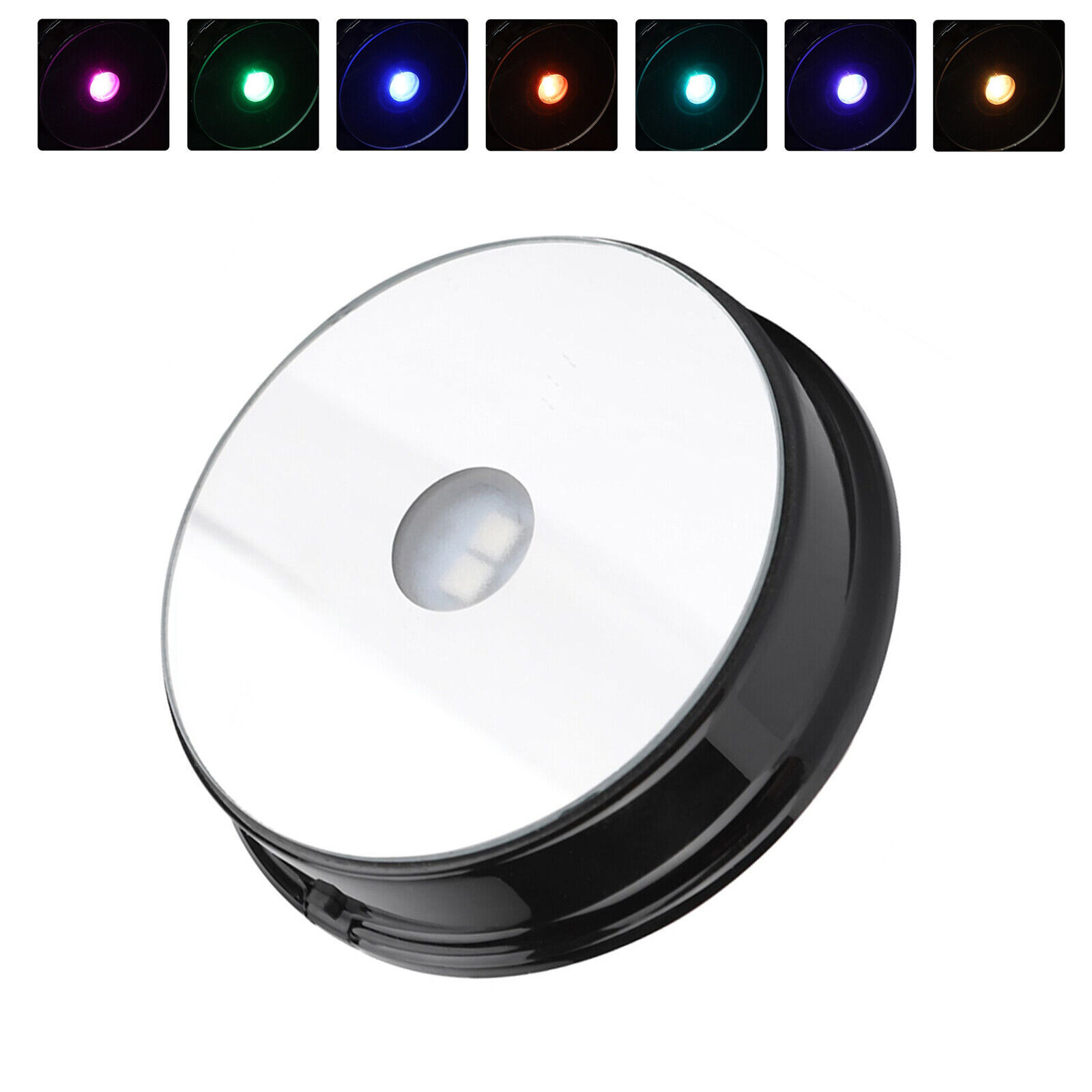 2PCS LED Light Display Base Stand 7 Color Lamp Holder Crystal Glass Art Figurinm