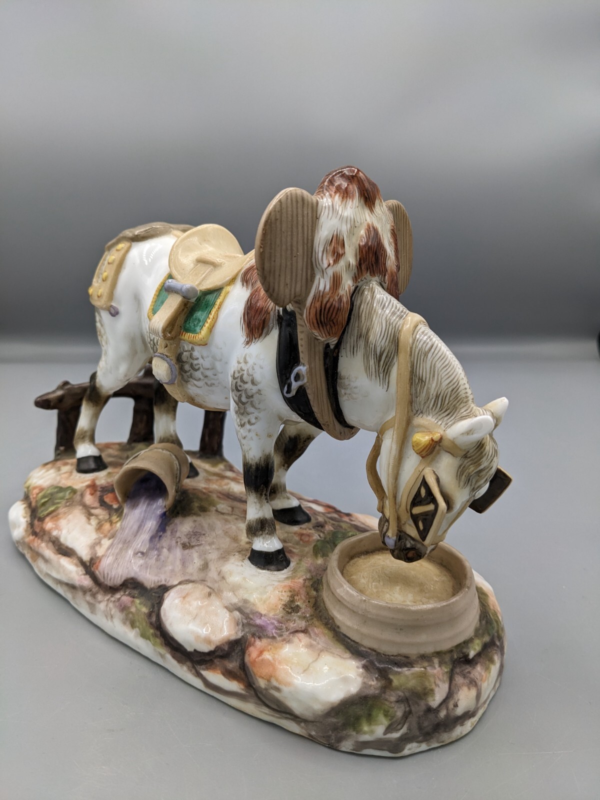 1800s Antique Russian Gardner Porcelain Figurine Winter Horse Rare Marked 8″