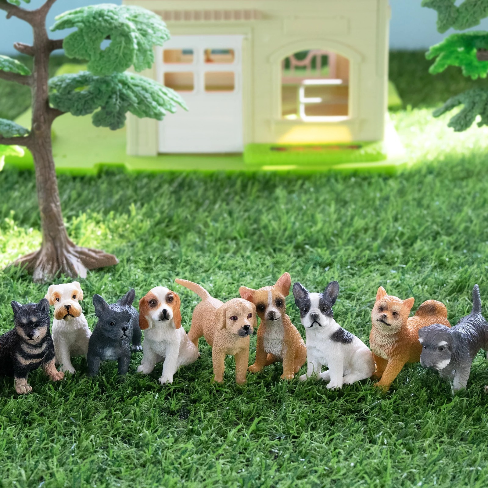 Toymany 12-Piece Mini Dog Figurine Set Realistic Collectible Statue Home Decor