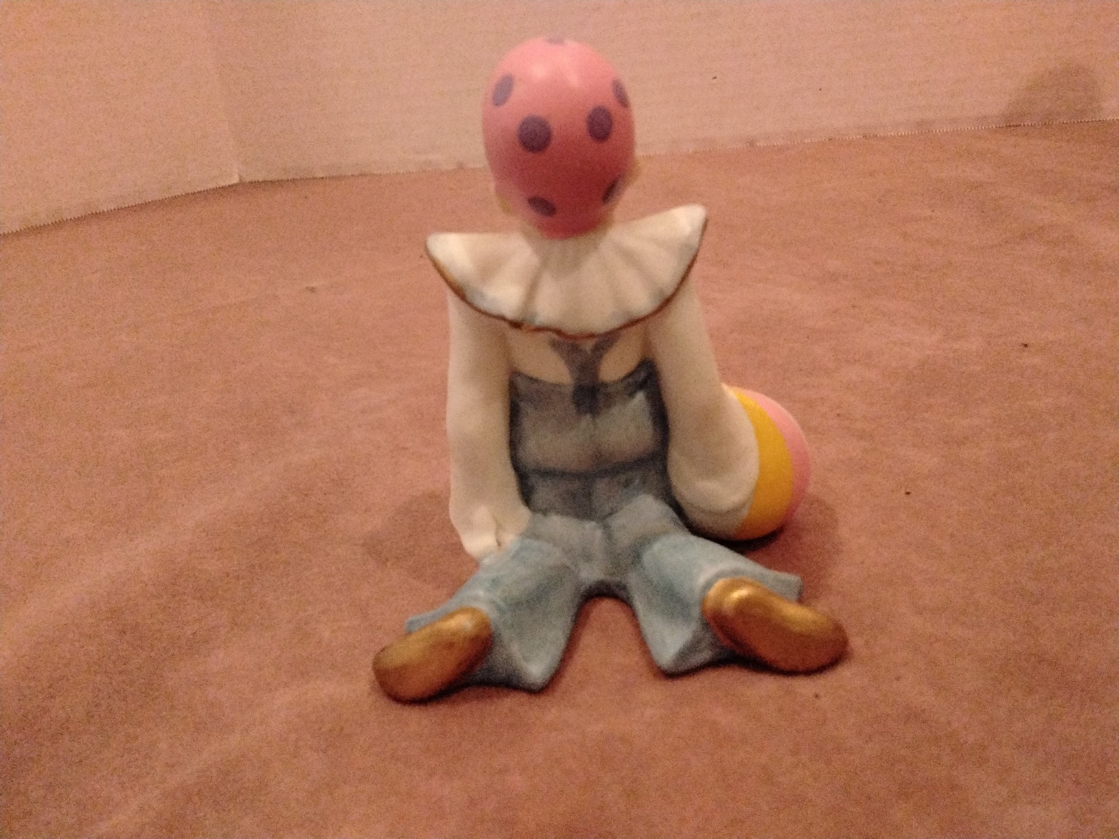 Vintage Pierrot Clown Figurine Pastels Sri Lanka 2.75” tall
