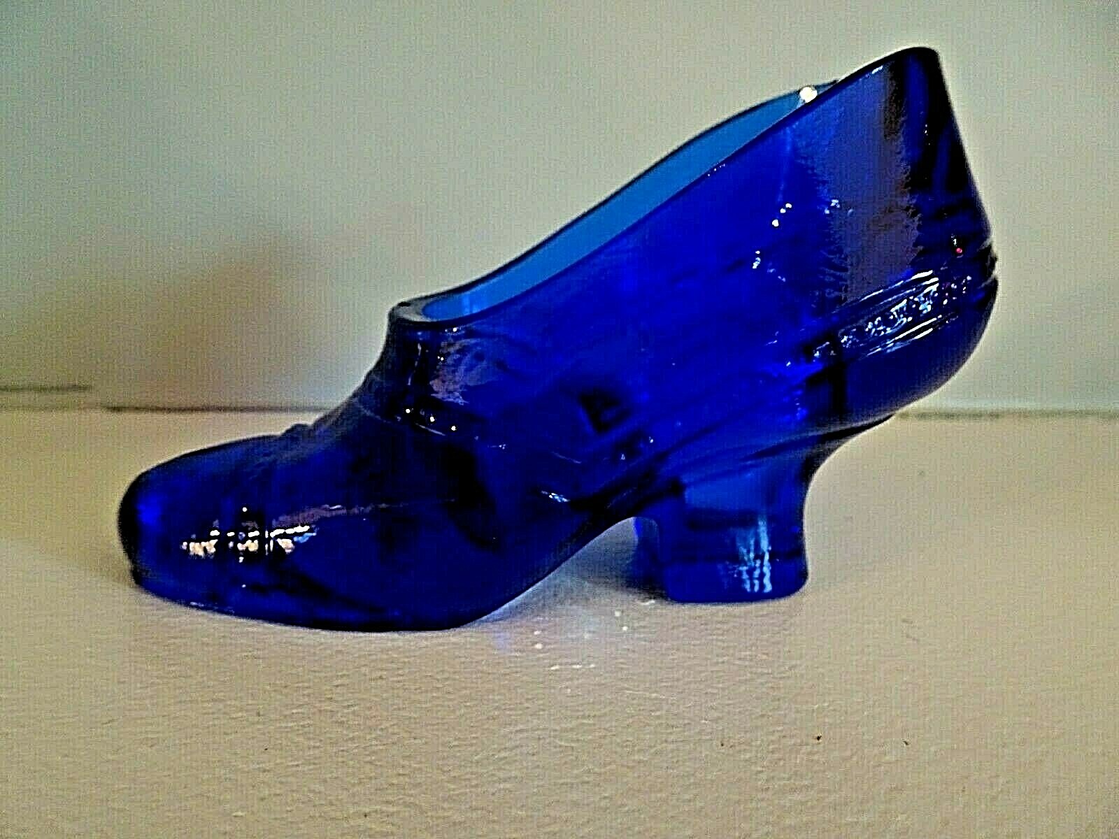 Vintage United States Glass Company Slipper Shoe Cobalt Blue Figurine