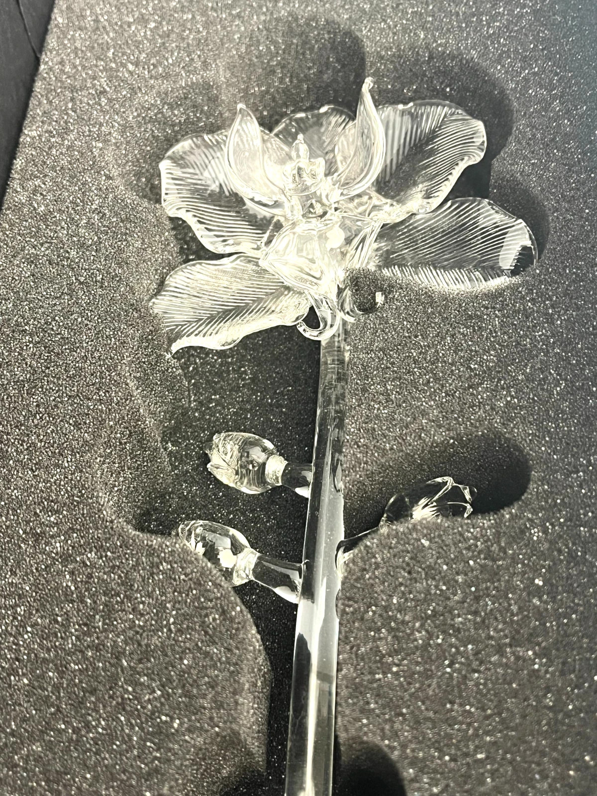 Rare Waterford Fleurology 15” Clear Crystal ORCHID Sculpture in Original Box NIB
