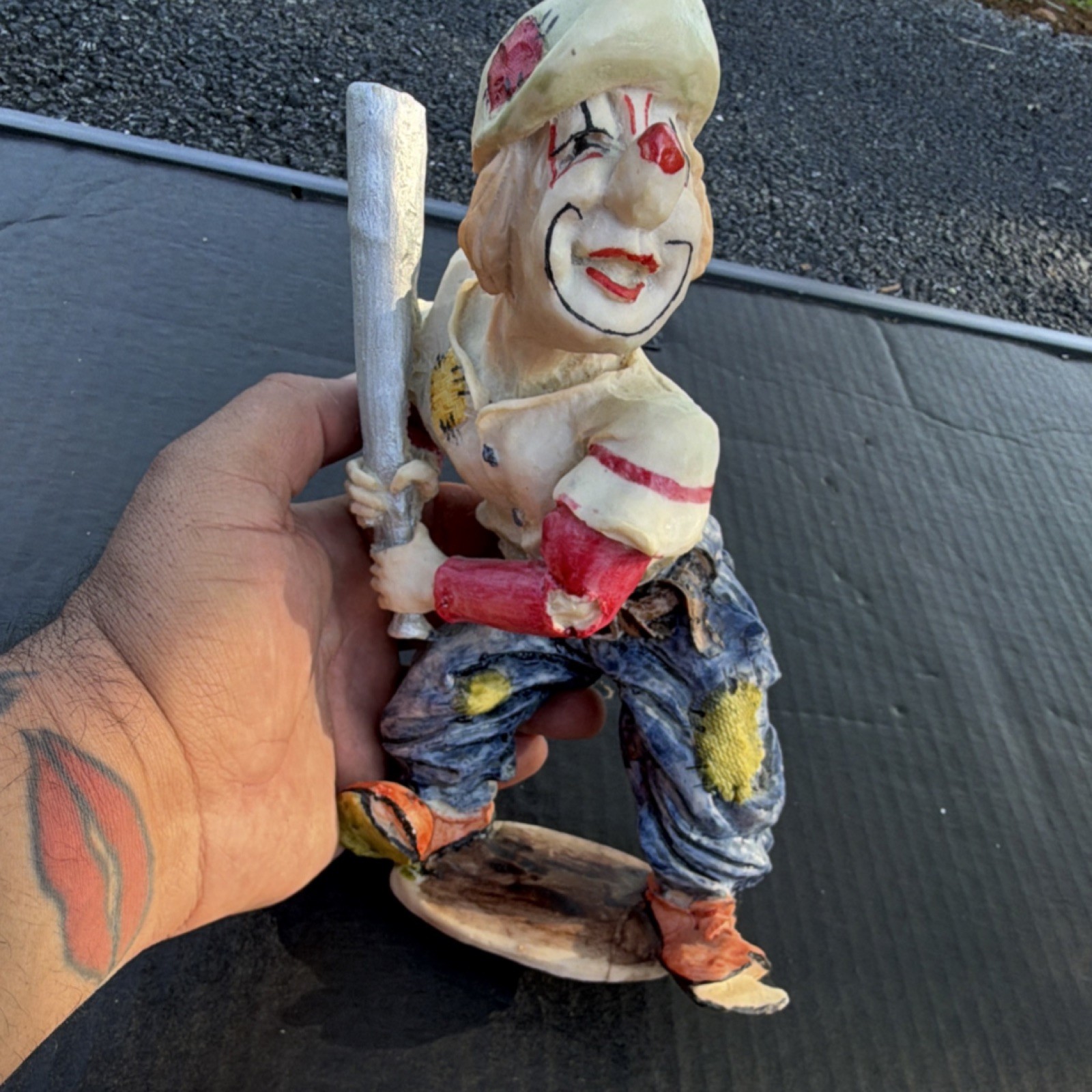 Hand Painted Ceramic Baseball Player Figurine Multicolor Sports Theme Sculpture