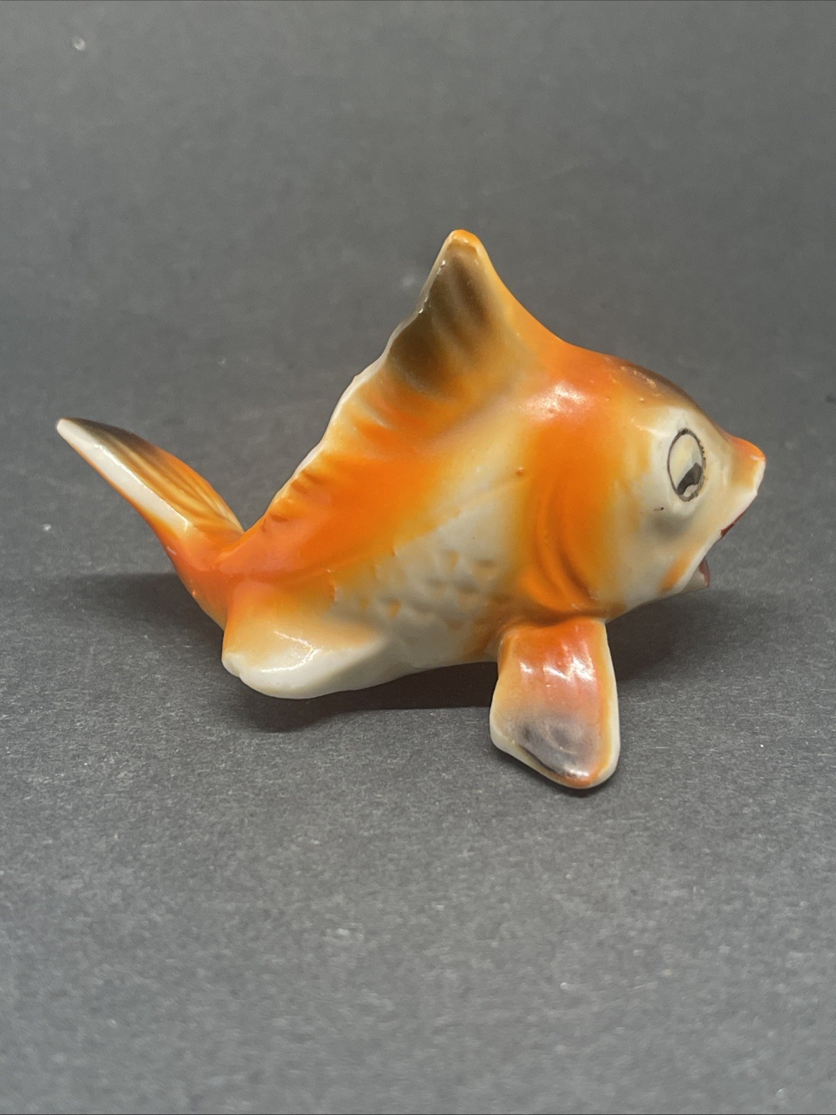 Vintage Anthropomorphic Orange Goldfish Koi Fish w/ Basket Figurine Japan