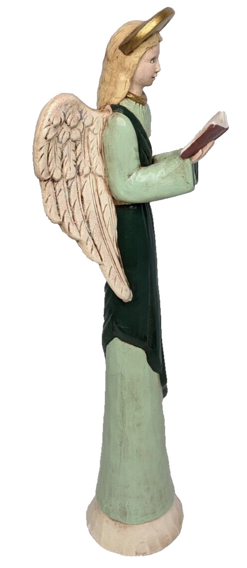 Vintage Scioto Ceramic Slip Cast Handmade Angel/ Book 15″ Tall Hand-Painted
