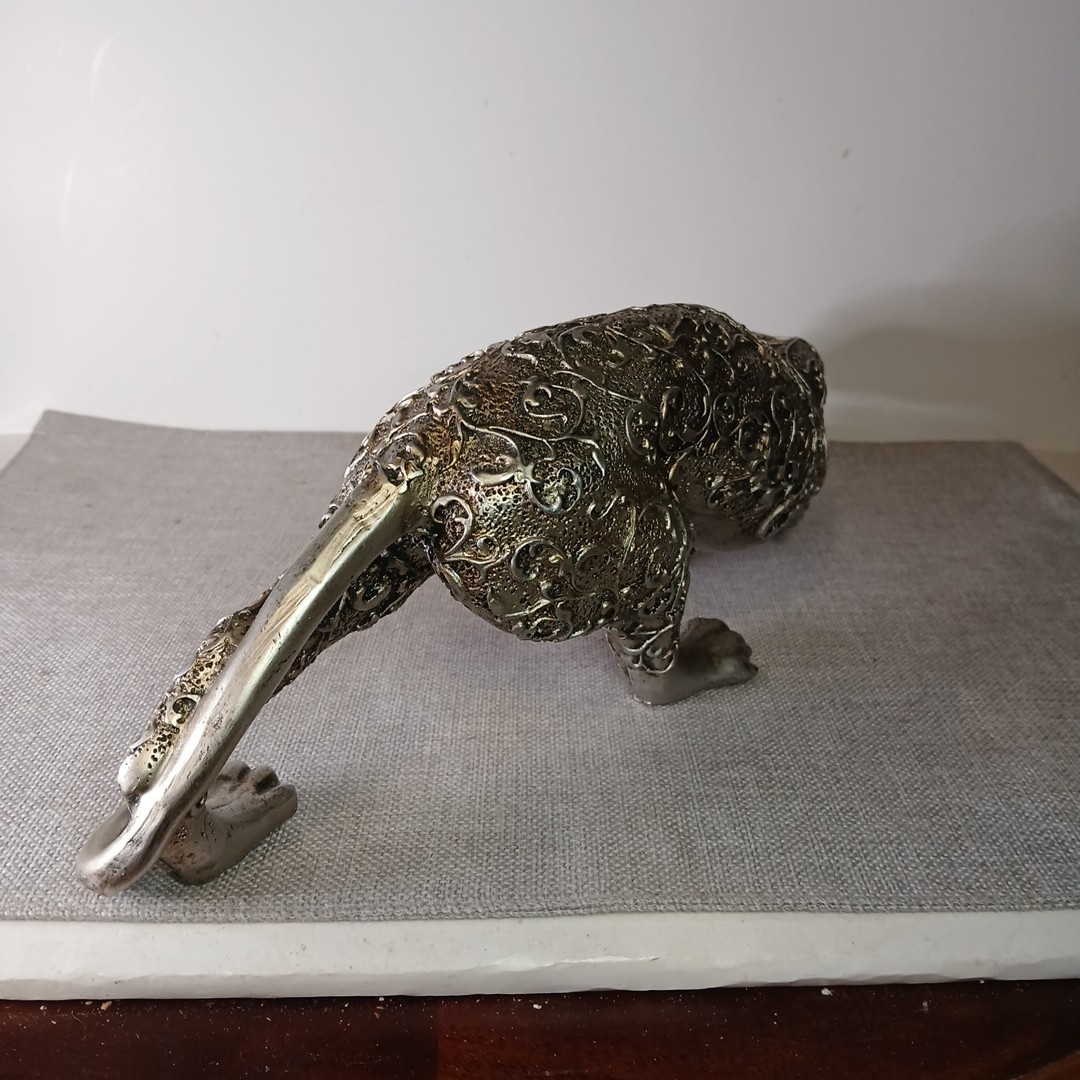 Filigree Design Jaguar Sculpture Figurine 16” Silver Tone