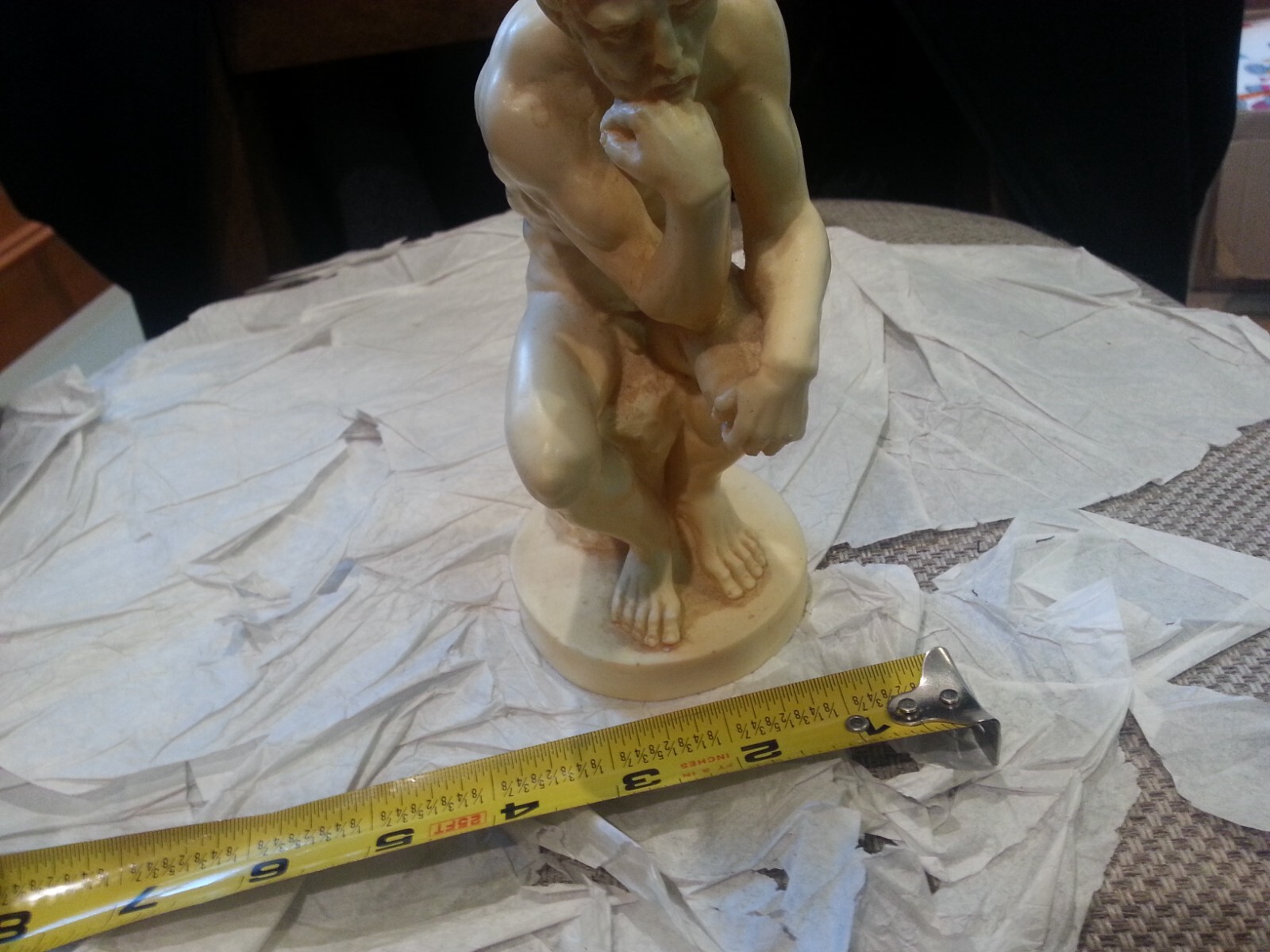 Vintage signed A. SANTINI Italian “Thinking Man” Resin Made Nude Classic Figure