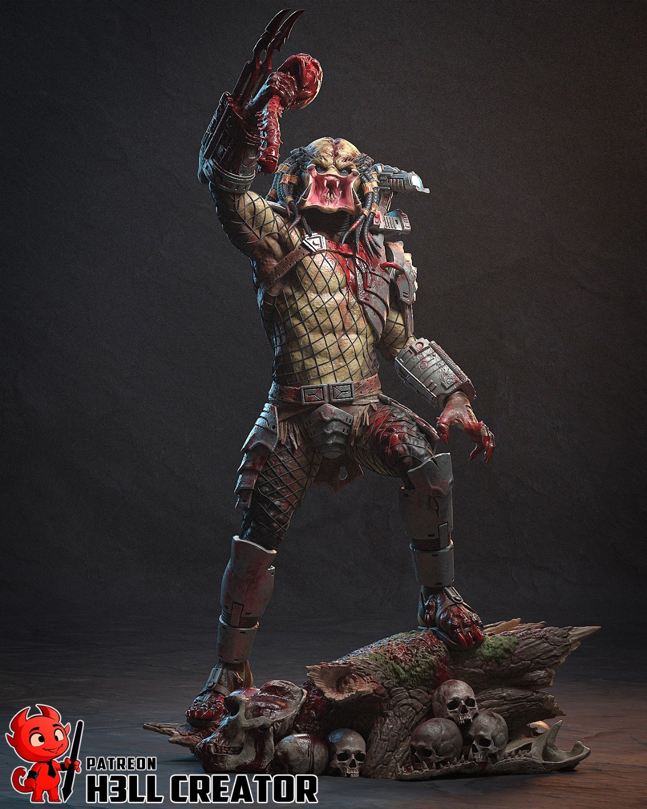 Predator 1/10 Scale Statue 3D Print Model Kit Unpainted