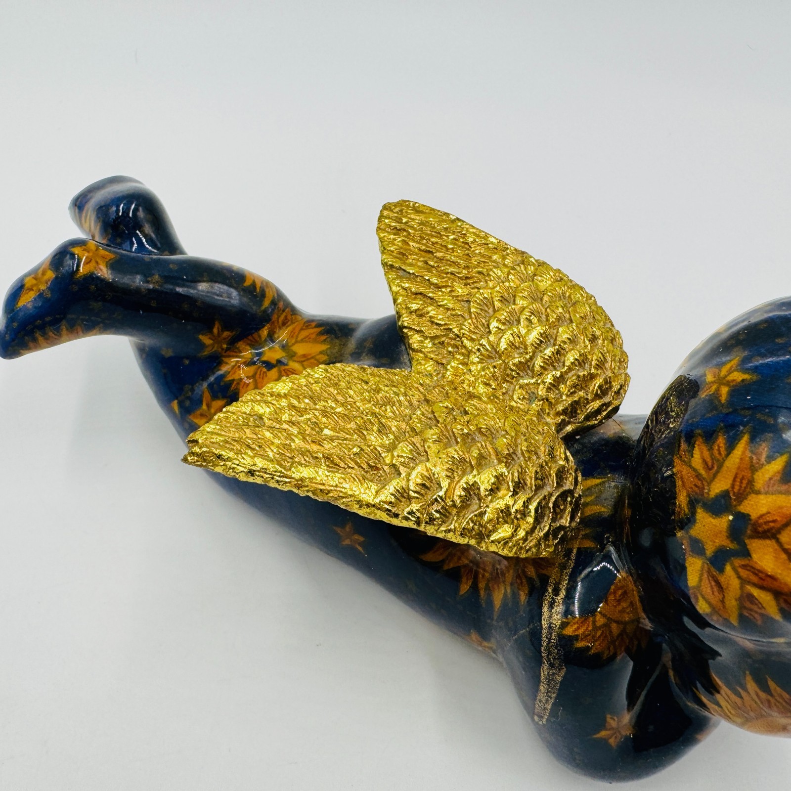 Joann Baker Celestial Cherub Angel Sun/Moon Gold Wings 9″ Blue/Gold Rare Vintage