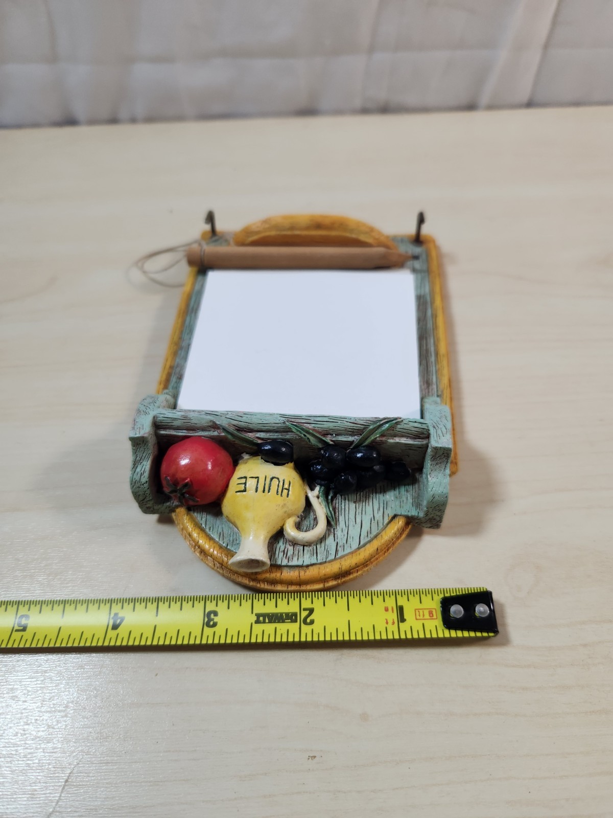 Vintage J. Carlton Kitchen Hanging Decor Note Pad Pencil Key Hook Hand Painted