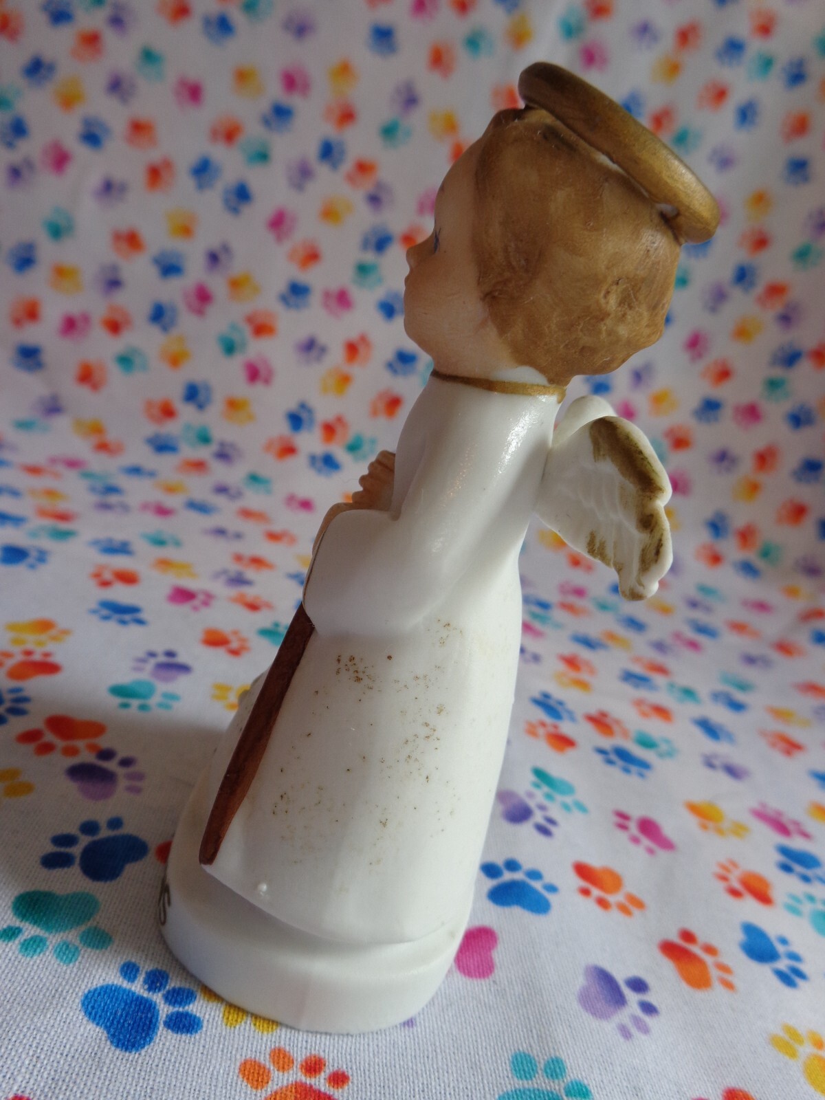 Vintage Angel Figurine CONGRATULATIONS Sanmyro Japan Bisque Porcelain Retro