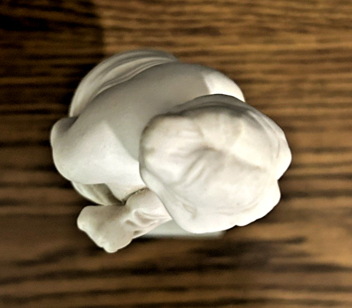 Vintage White Bisque Bathing Lady Figurine, 9 Inches Tall, Partially Nude