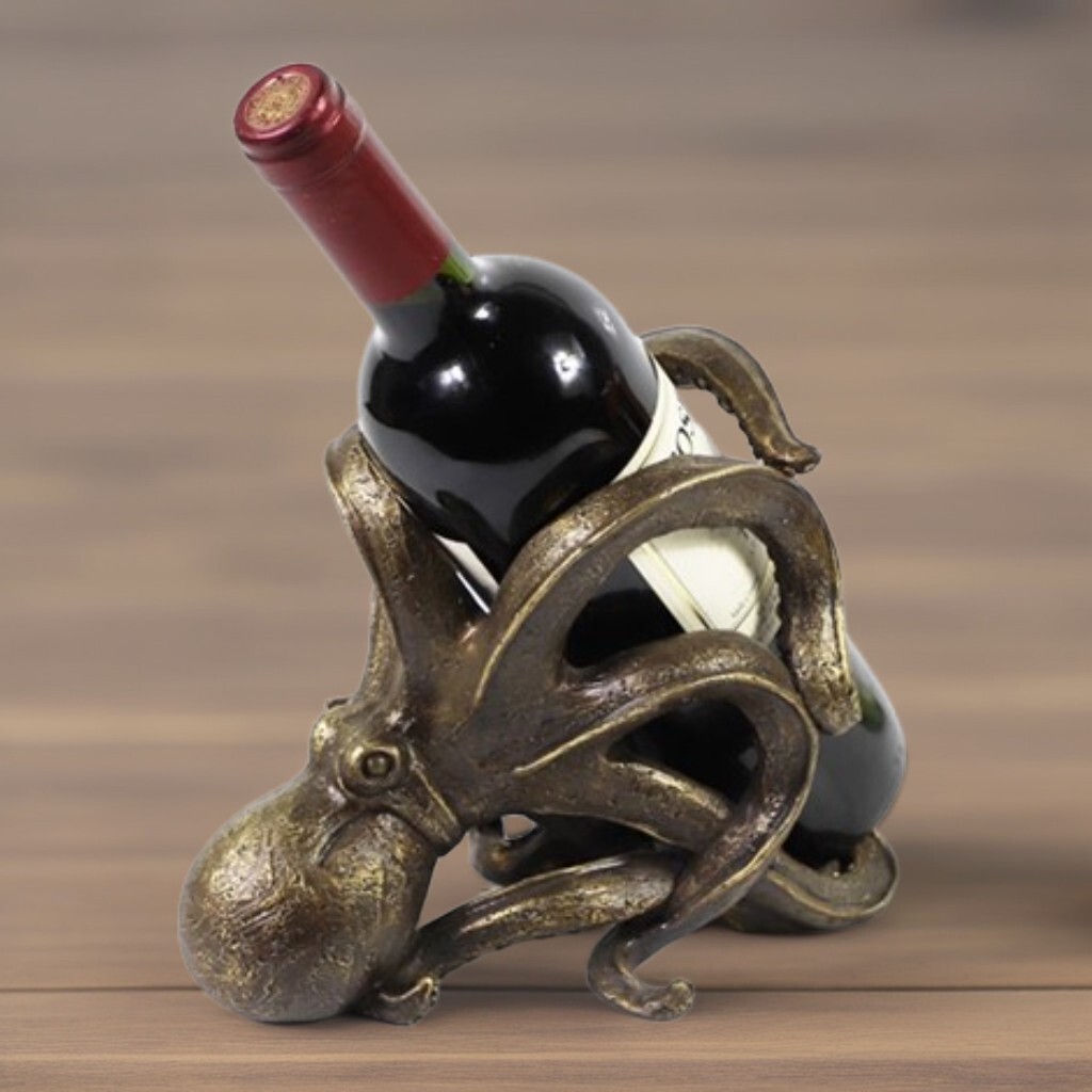 8.25″W Gold Color Octopus Wine Holder Ornament Home Decor Unique Gift