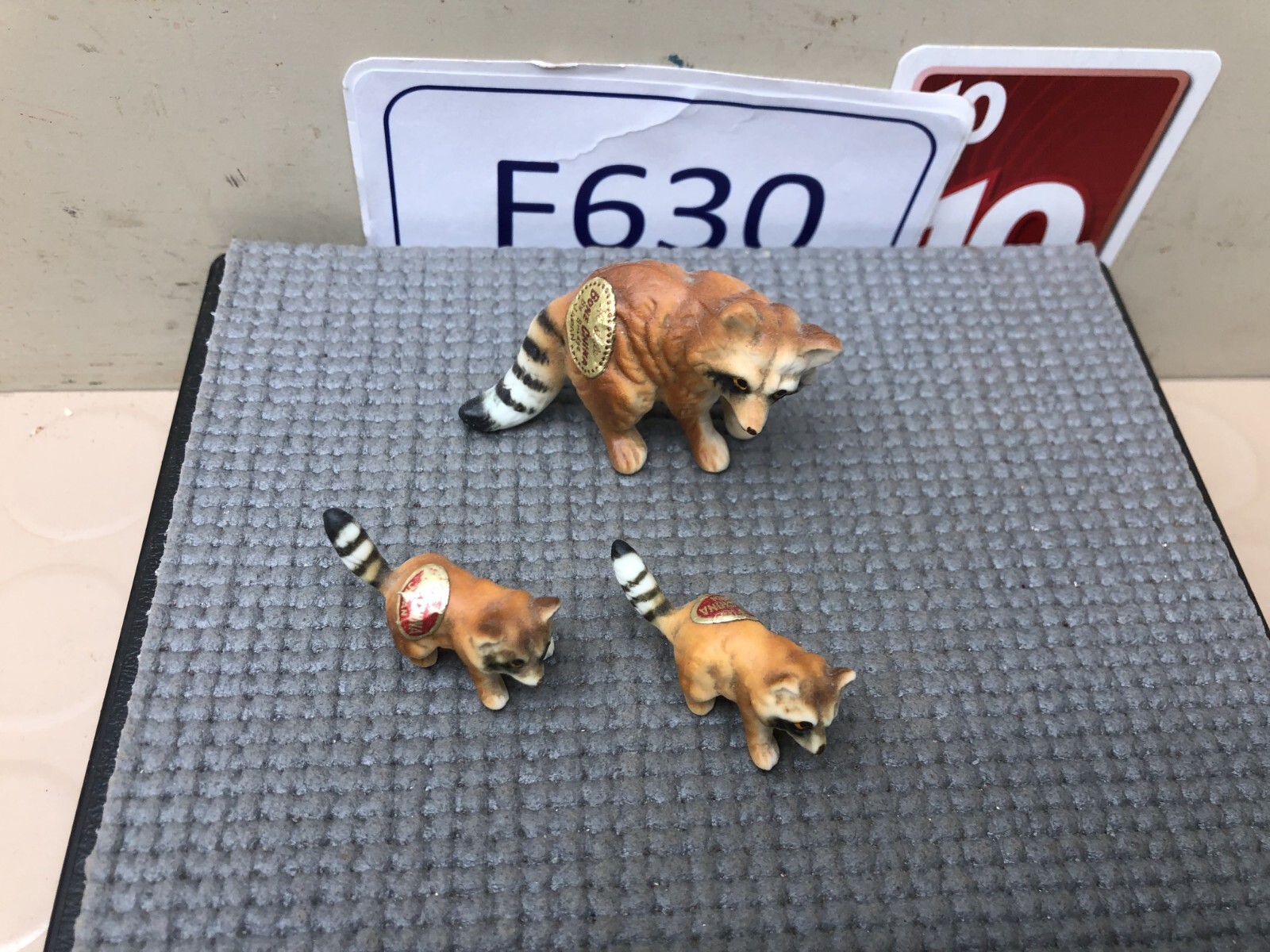 Vintage Bone China Miniature Racoon Figurine Family Lot of 3