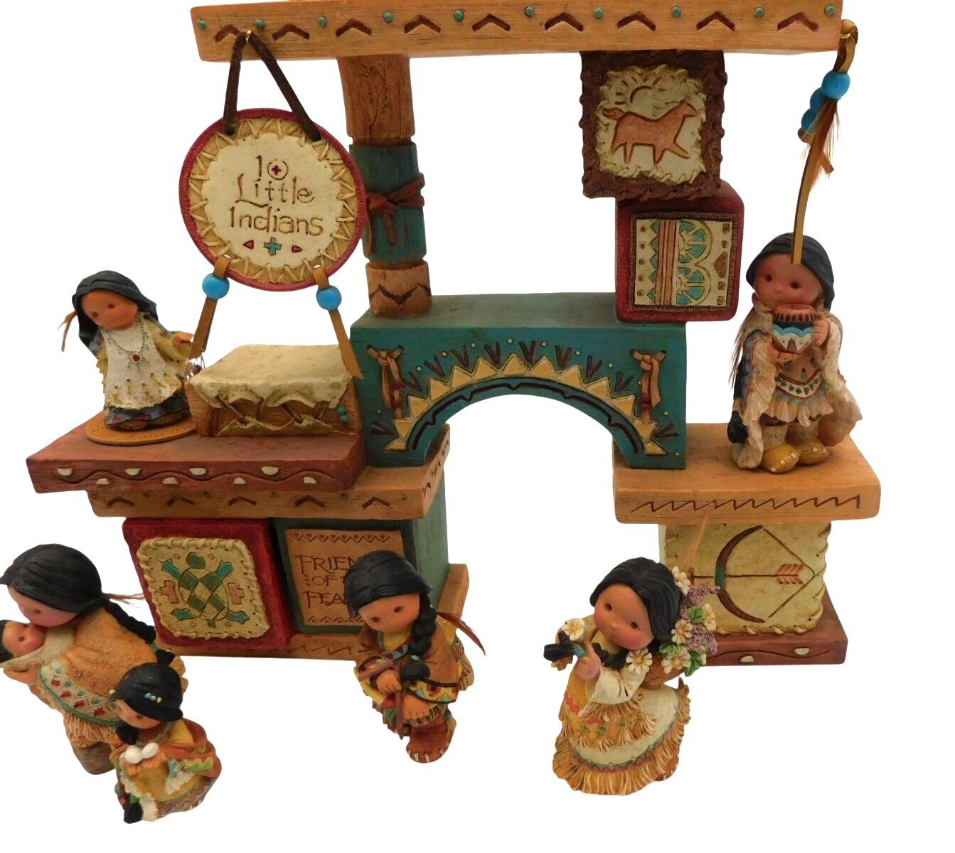 Enesco Friends of the Feather 10 Little Indians Musical Display with Figurines