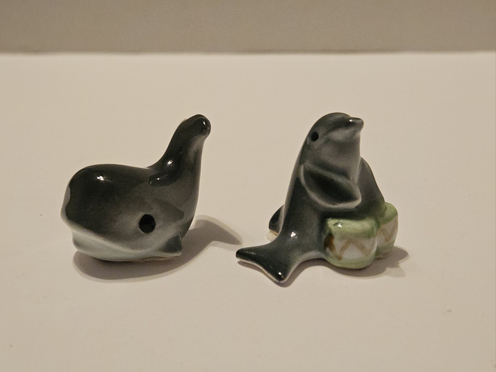 Miniature Whale and Dolphin Figurines Set of 2 Japan