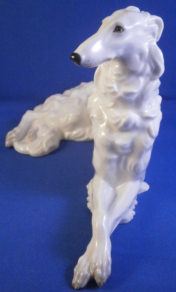 Augarten Porcelain Medium Size Painted Borzoi Dog Figurine Porzellan Hund Wien A