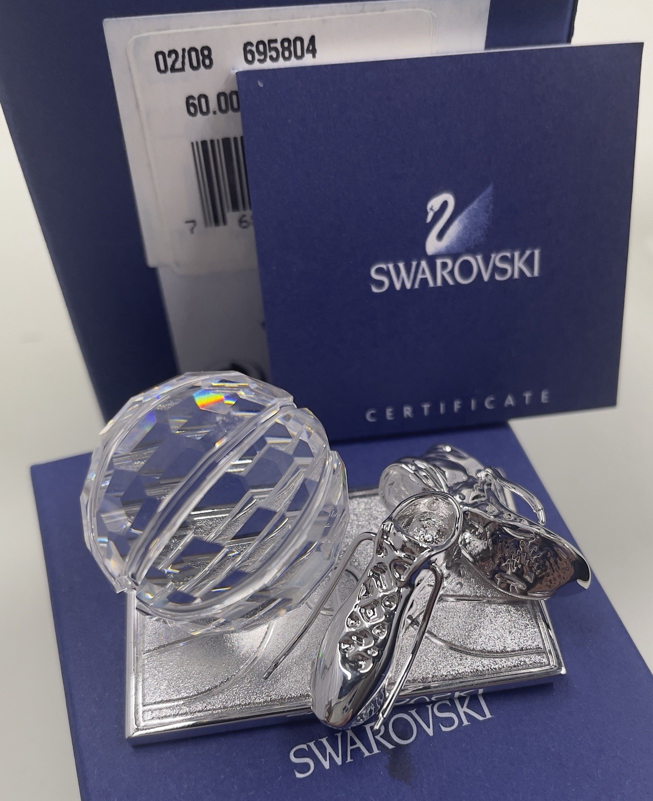 signed Swarovski~ BASKETBALL ~ Crystal Figurine ~ Trophy ~ New in Box ~ #680504