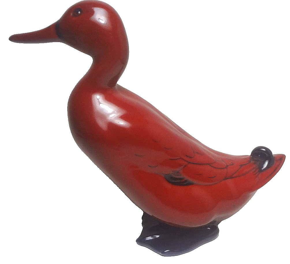 Highly Sought ROYAL DOULTON classic FLAMBE standing DUCK figurine – 6 1/4″- MINT