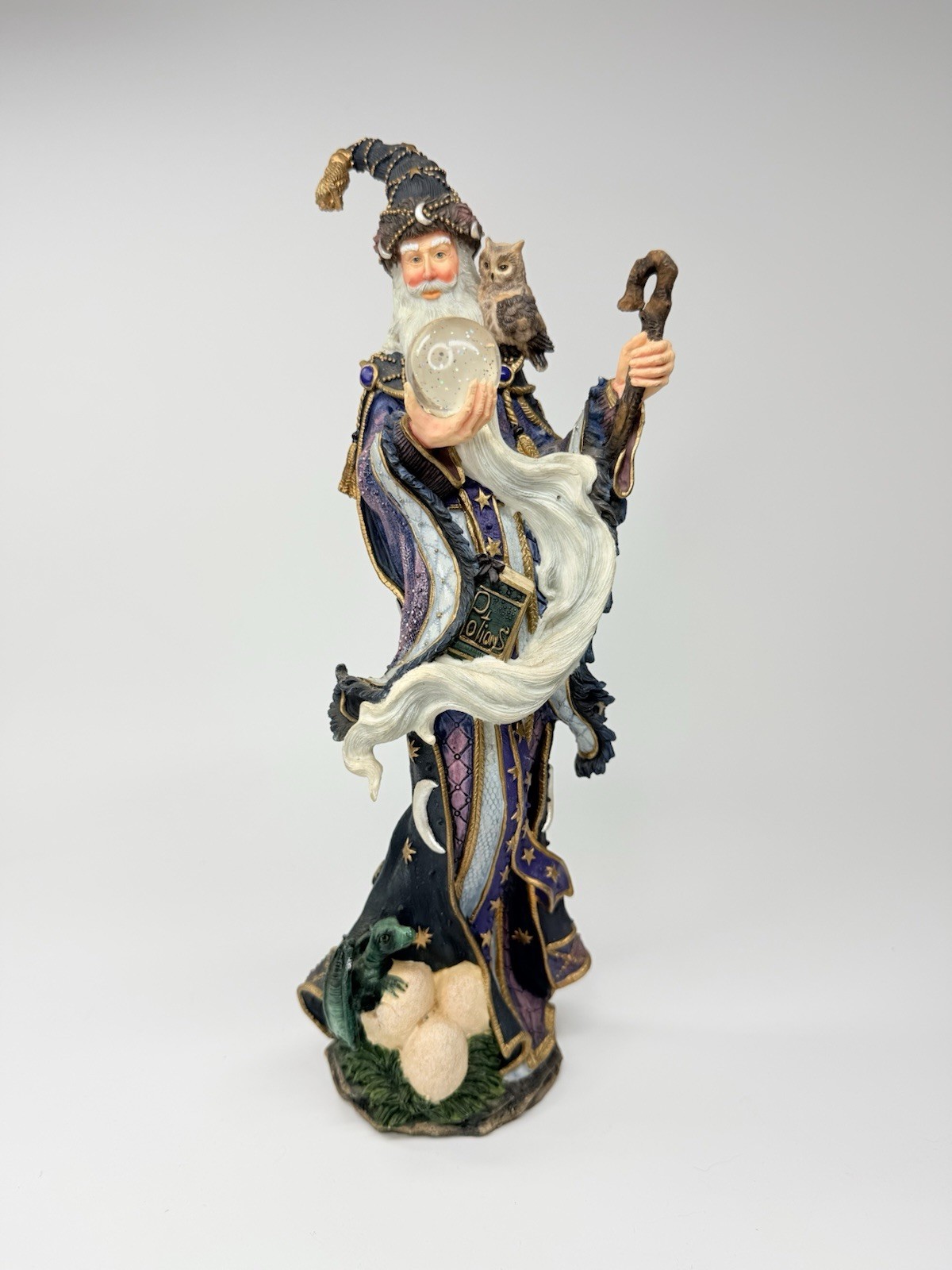 Lenox Mystical Sorcerer Pencil Figure Vintage 12” Tall Wizard Owl Crystal Ball