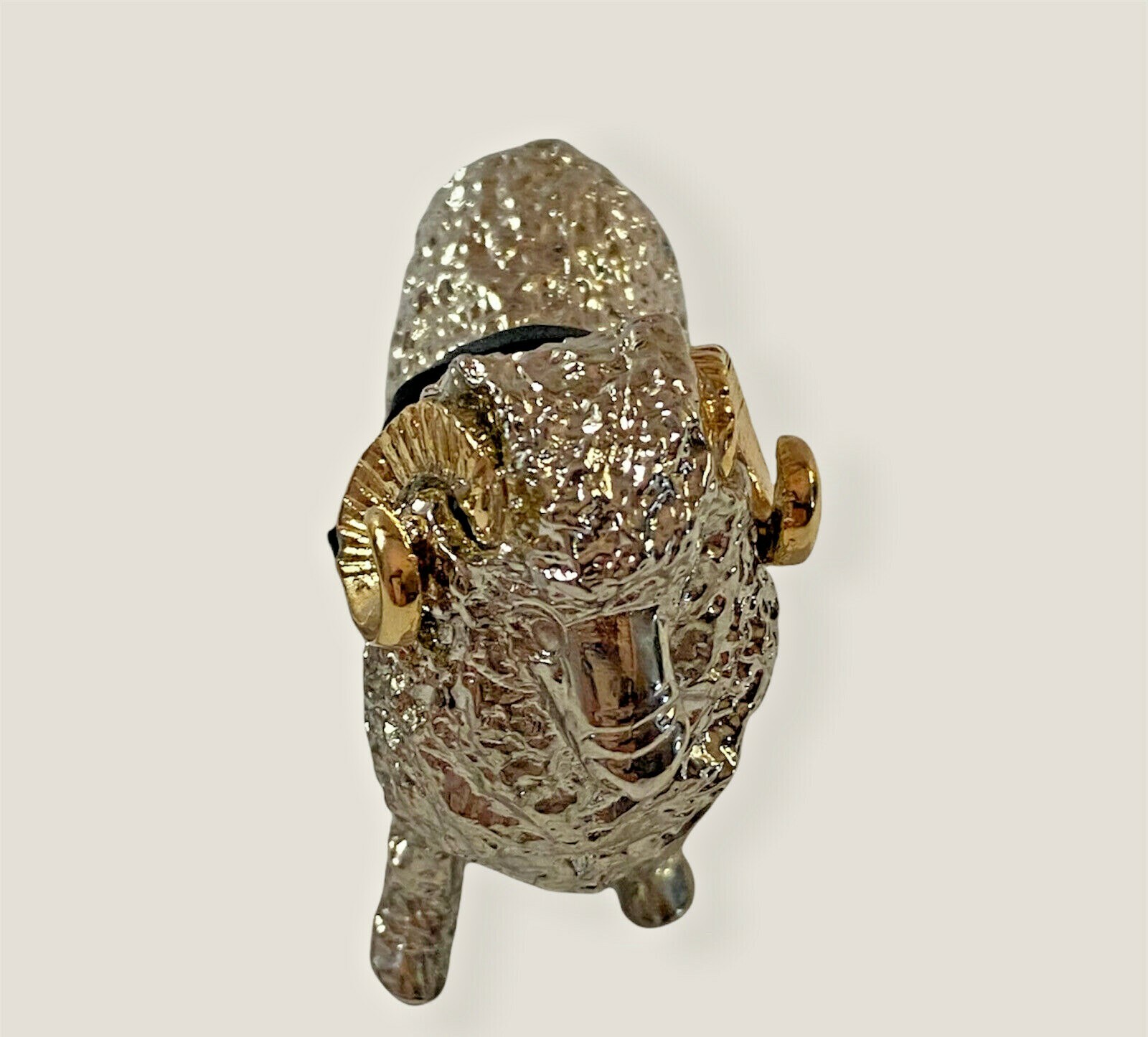 New Zealand RAM Metal Art Silver & Gold Plated Horns & Hoof Figurine