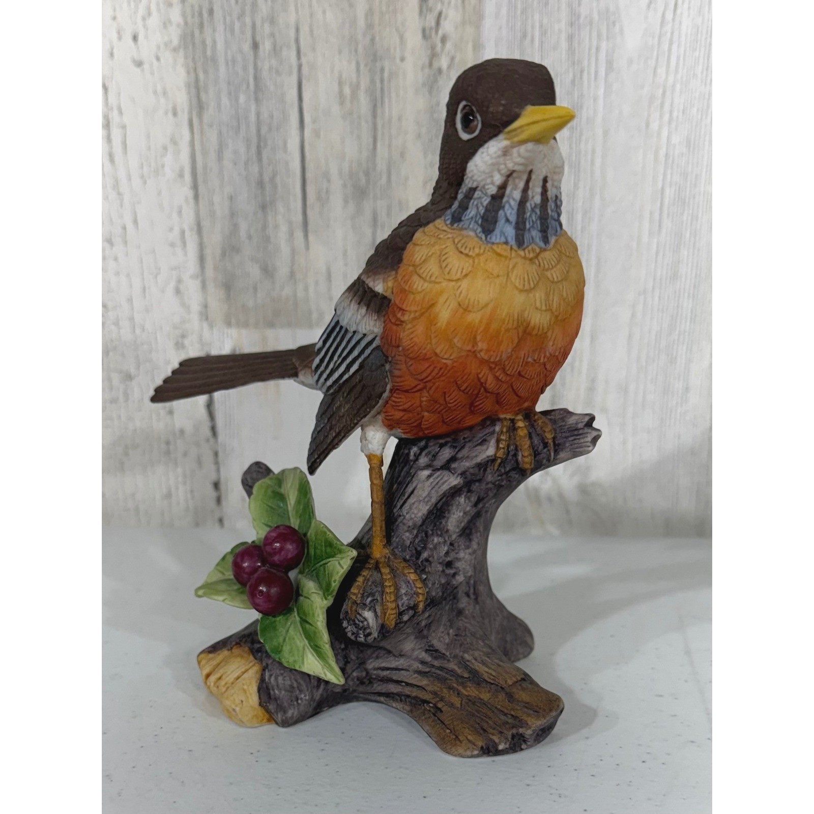 Andrea by Sadek Robin Bird Figurine 6.75in Brown Orange Porcelain Japan