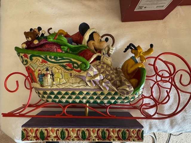 Jim Shore Disney Mickey Pluto Christmas Sleigh Laughing All The Way 4005626
