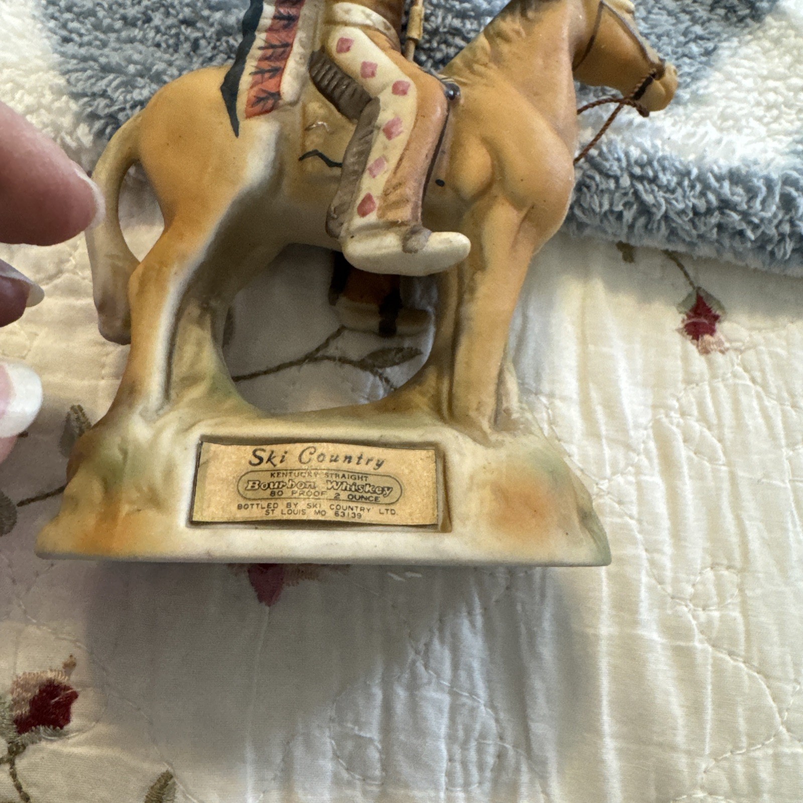 Ski Country Native American on Horse Ceramic Decanter 1978