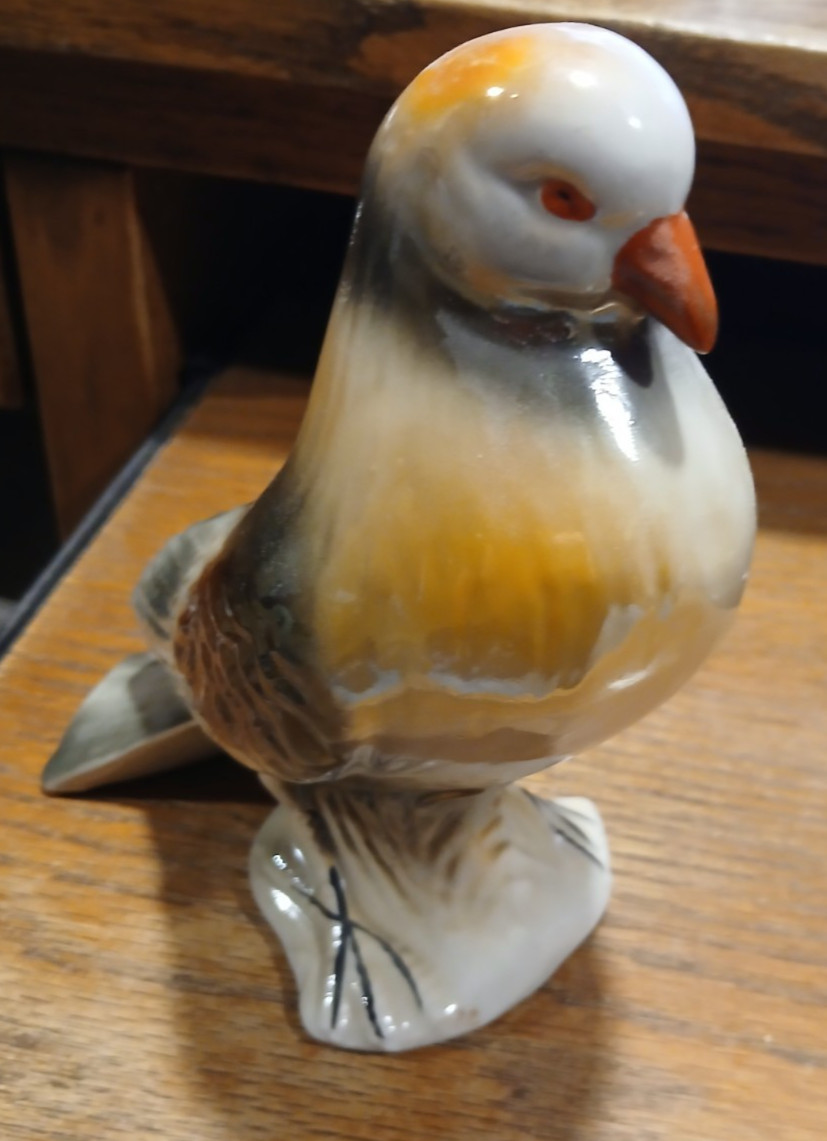 Vintage Iridescent Lusterware Pigeon Figure – Made in Brazil