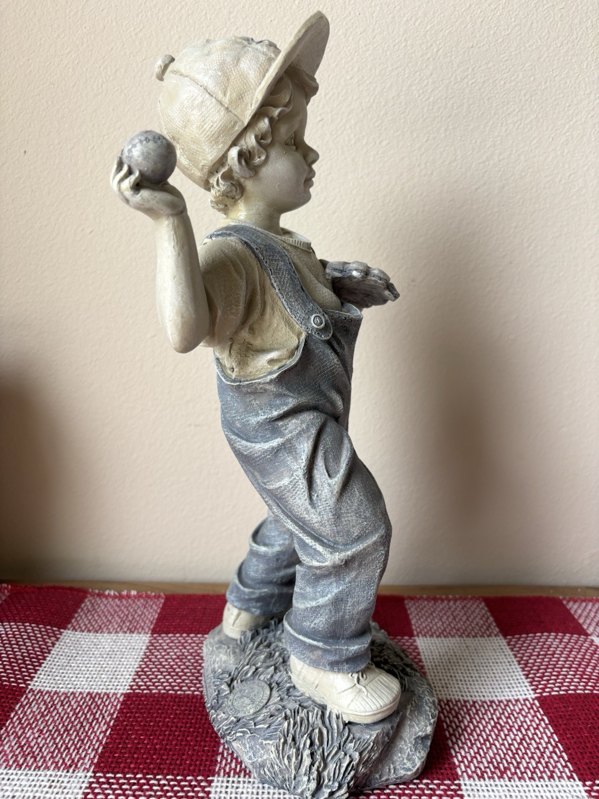 Jaimy Art Resin Baseball Pitcher & Catcher Sculptures Vintage Home Run Or Strike
