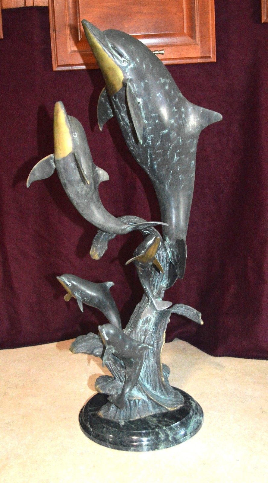 “Majestic Dolphin Quintet” Sculpture San Pacific International SPI 32-1/2″