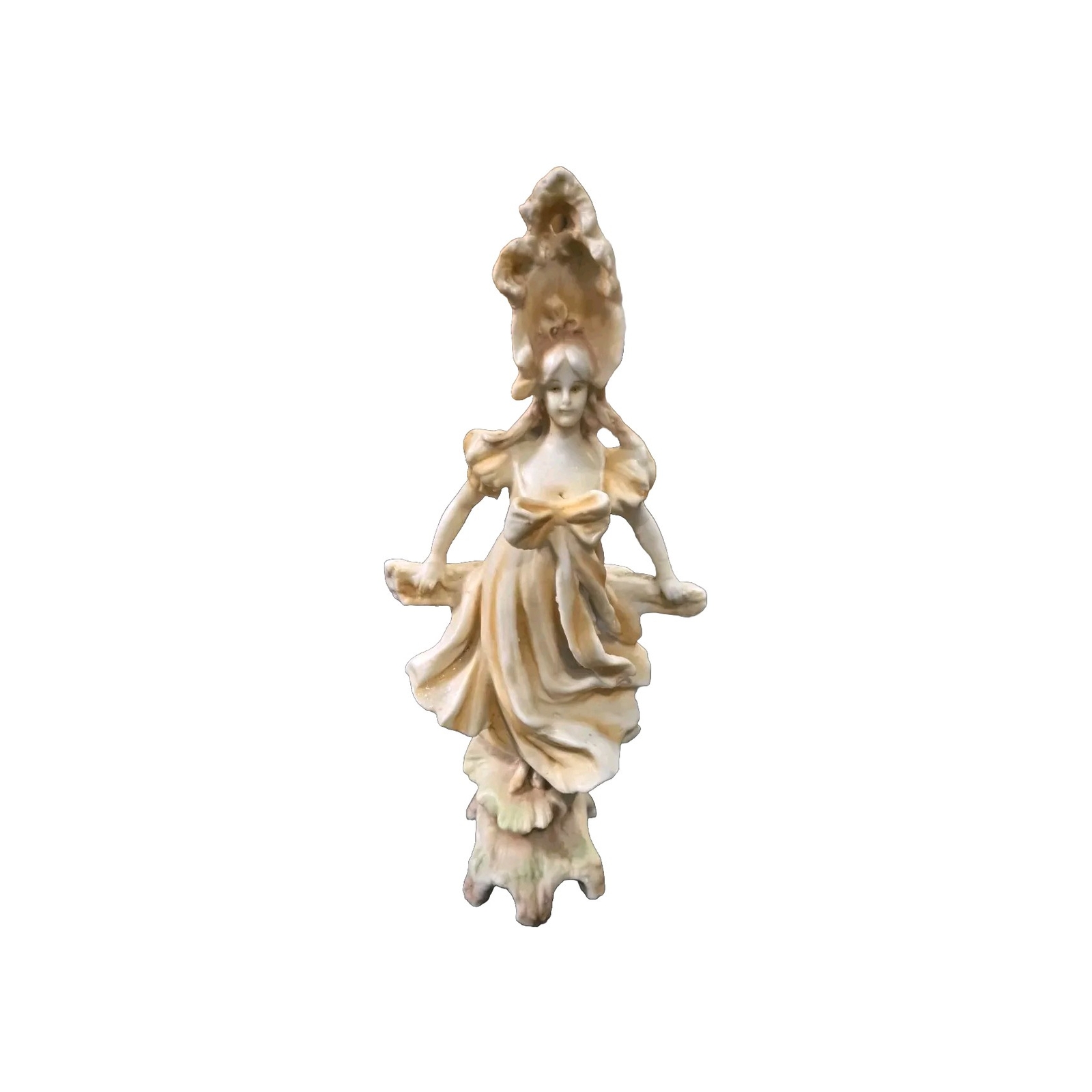 Vintage Victorian style Ceramic Statue Beigh And Light Green Lady Unbranded B01