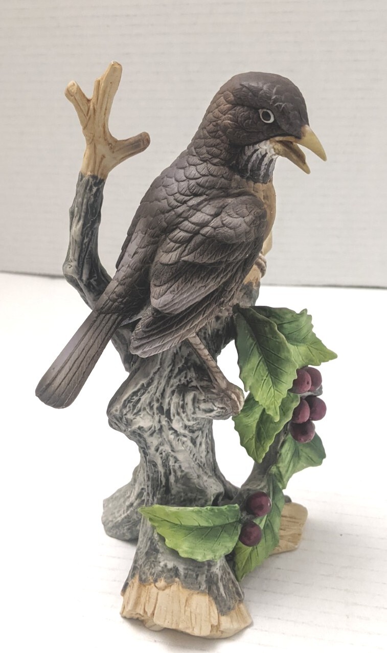 Ethan Allen American Robin on Wild Cherry Branch Porcelain Bird Figurine 3222