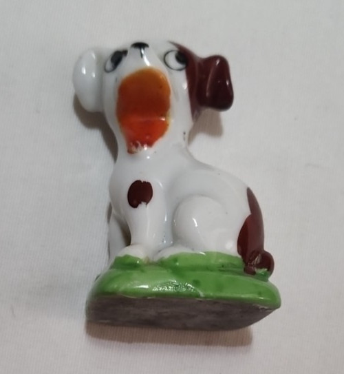Vintage MADE IN JAPAN Porcelain Puppy Dog Stamp Wetter / Vase (Unknown) 3″ Tall