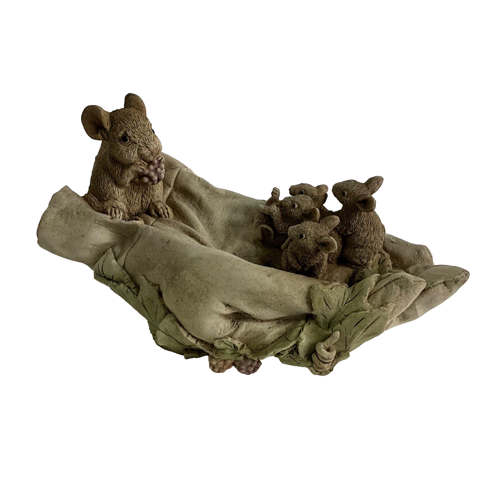 Faux Stone Garden Resin Figurine Mouse on Garden Glove Sculpture 8”Lx3.5”Wx4”H