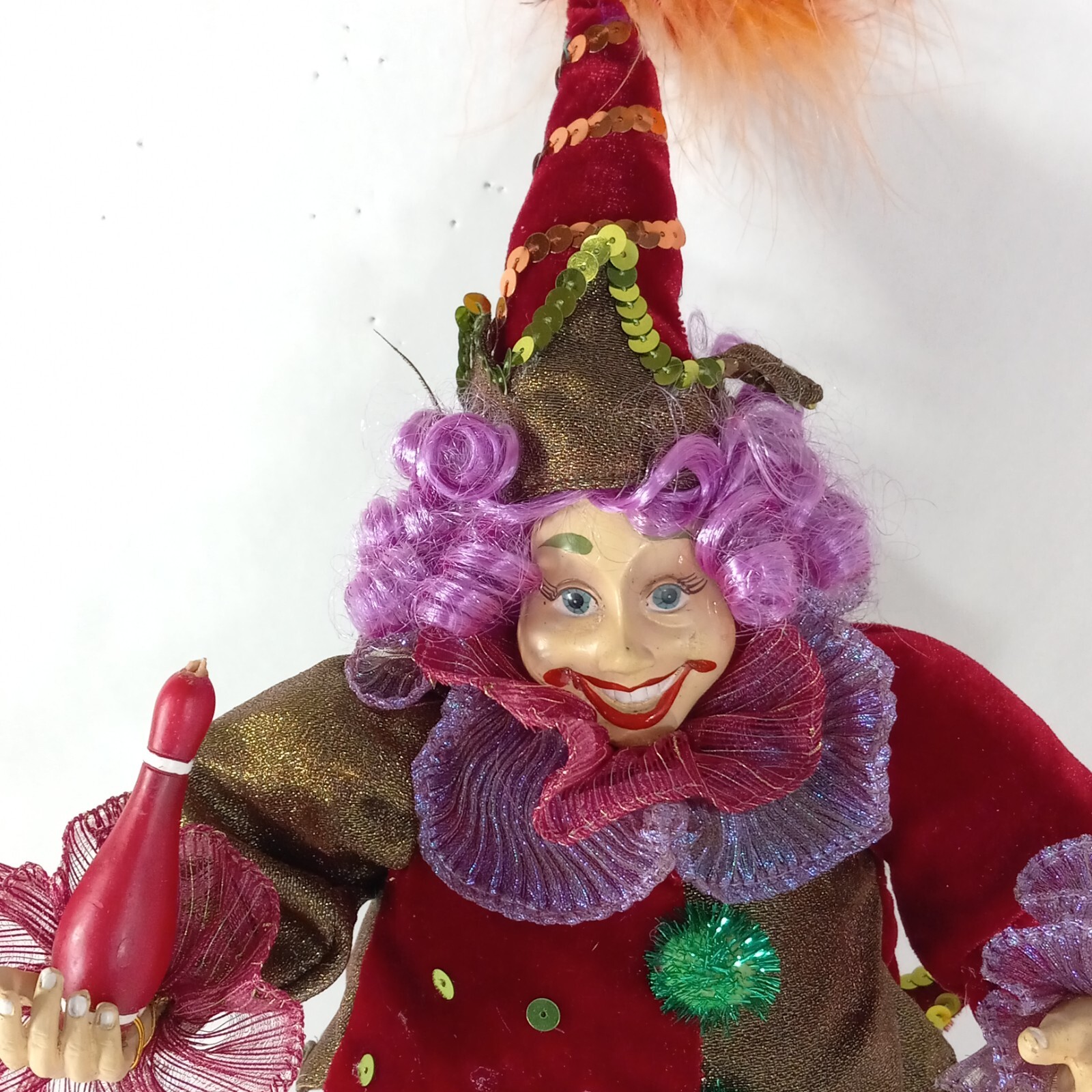 Russian Doll Harlequin Jester Circus Clown Mardi Gras Figures Decor 15″ Pair