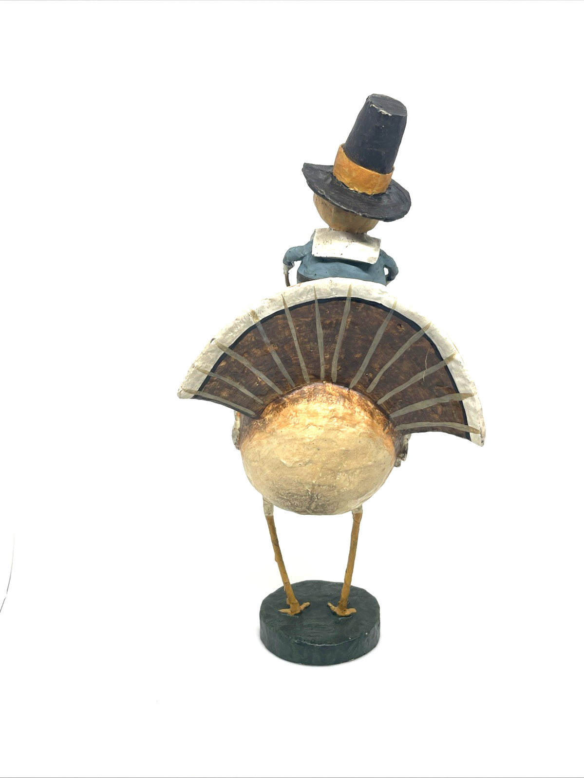 Lori Mitchell Folk Art Tom Riding a Gobbler Thanksgiving Pilgrim Figurine 10″