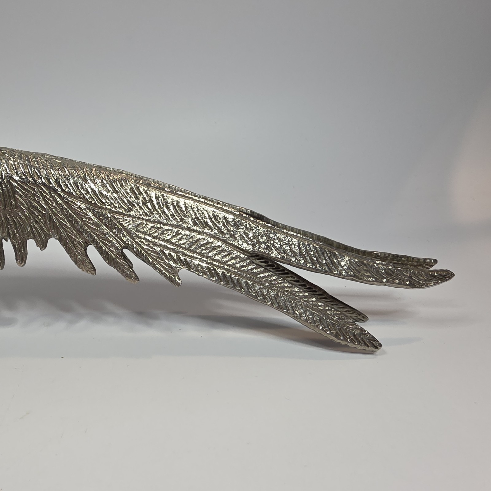 Vintage Silver Tone Pheasant Figurine Long Tail Bird Metal Statue