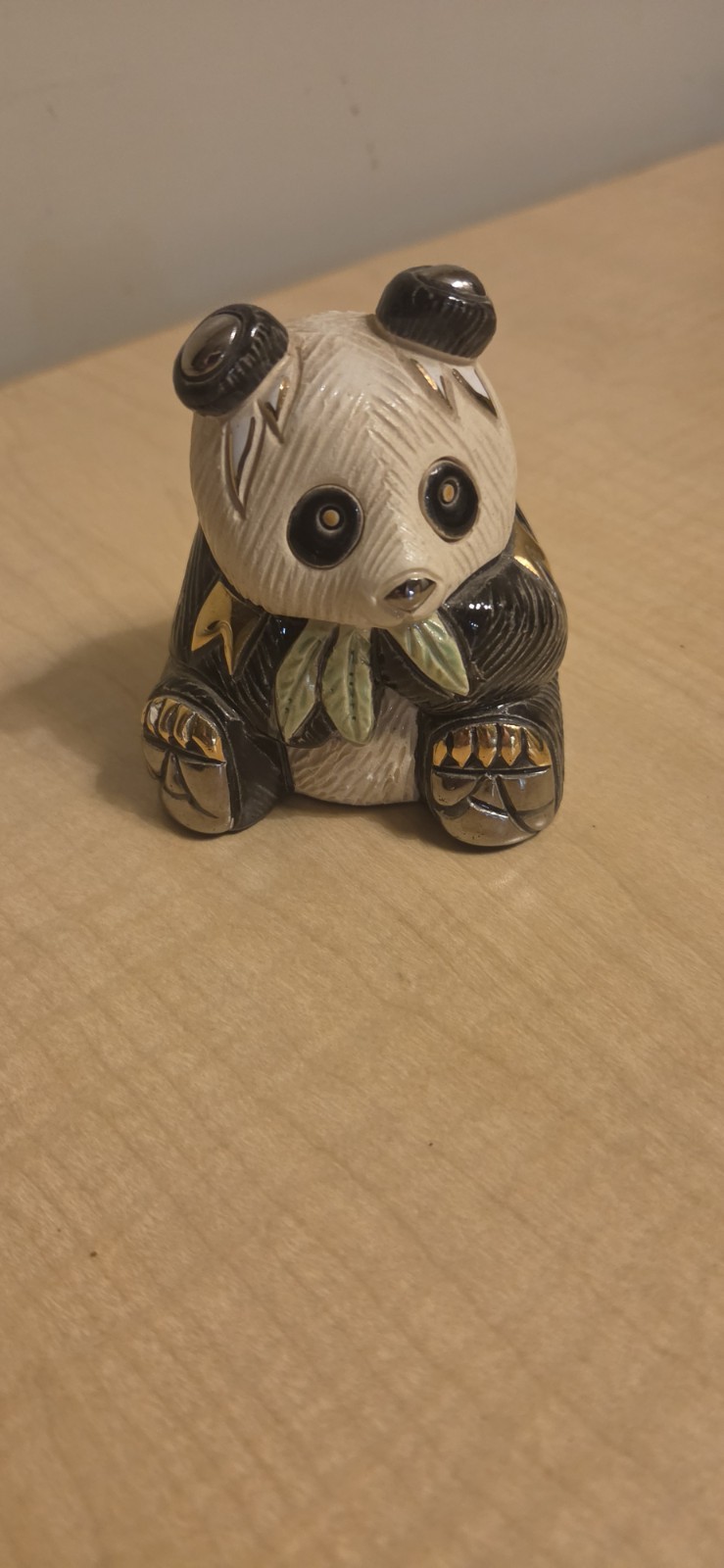 De Rosa Rinconada Panda Bear Figurine Set Mama & Baby Uruguay Gold Platinum Vtg