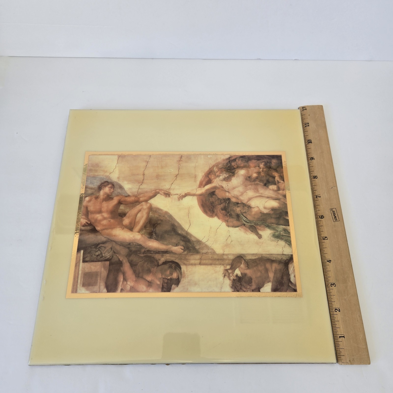 VTG A.R.T.Co USA Large 12×12 Ceramic Michelangelo- Creation Of Man Tile Wall Art